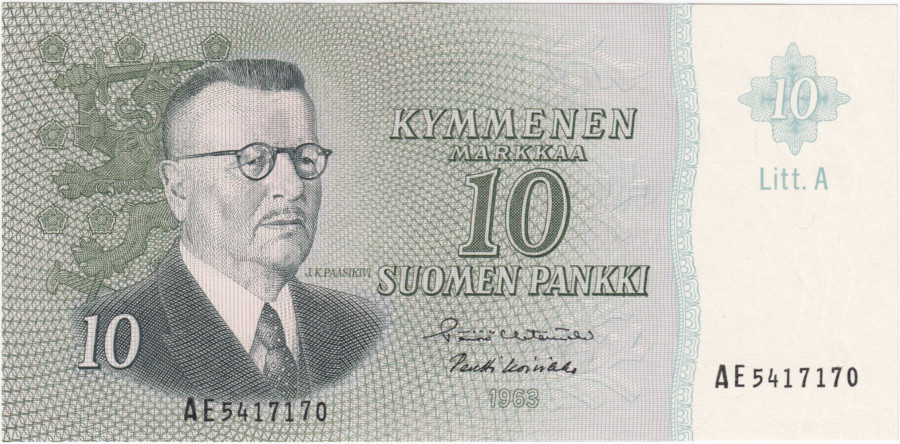10 Markkaa 1963 Litt.A AE5417170